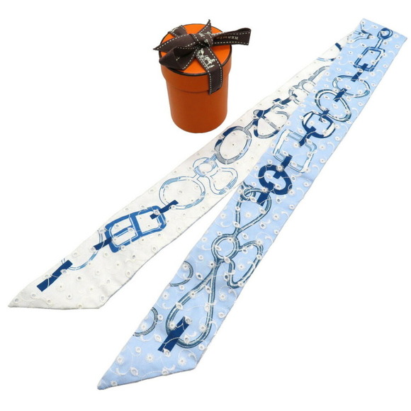 HERMES Authentic Blue Silk Scarf - Picture 1 of 4